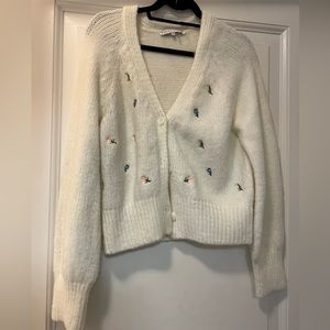 English Factory flower embroidered cardigan